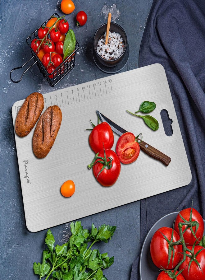 Parage Premium Stainless Steel Chopping Board for Kitchen & Professional Use Medium 31 x 21 CM | Cutting Board for Meat, Fish, Fruit, Bread Cutter, Vegetable Chopper | Heavy Duty & Rust Free - Image 2